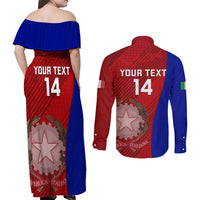 Custom Italy Rugby Couples Matching Off Shoulder Maxi Dress and Long Sleeve Button Shirts 2023 The Blues Grunge Style - Wonder Print Shop