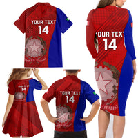 Custom Italy Rugby Family Matching Long Sleeve Bodycon Dress and Hawaiian Shirt 2023 The Blues Grunge Style - Wonder Print Shop