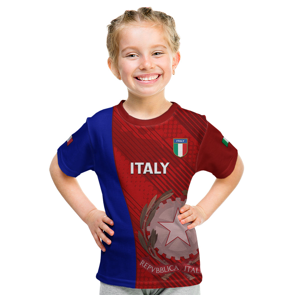 Custom Italy Rugby Kid T Shirt 2023 The Blues Grunge Style - Wonder Print Shop