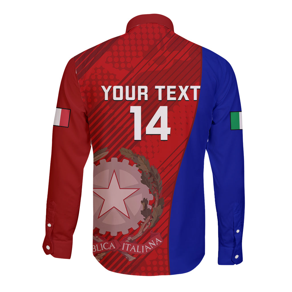 Custom Italy Rugby Long Sleeve Button Shirt 2023 The Blues Grunge Style - Wonder Print Shop