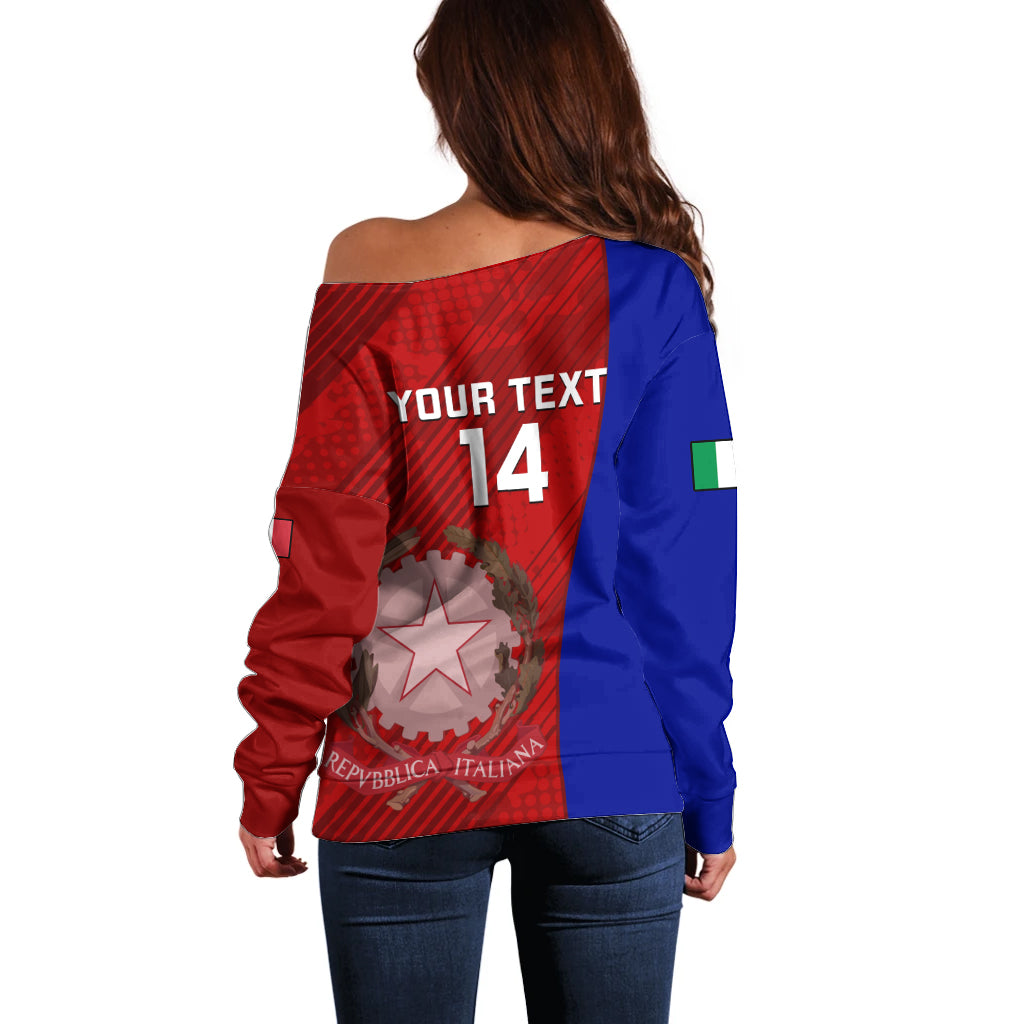 Custom Italy Rugby Off Shoulder Sweater 2023 The Blues Grunge Style - Wonder Print Shop
