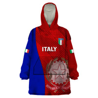 Custom Italy Rugby Wearable Blanket Hoodie 2023 The Blues Grunge Style - Wonder Print Shop