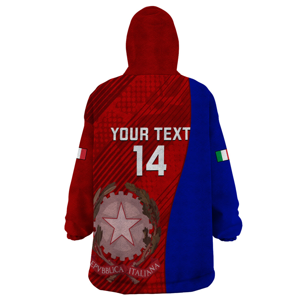 Custom Italy Rugby Wearable Blanket Hoodie 2023 The Blues Grunge Style - Wonder Print Shop