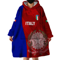 Custom Italy Rugby Wearable Blanket Hoodie 2023 The Blues Grunge Style - Wonder Print Shop