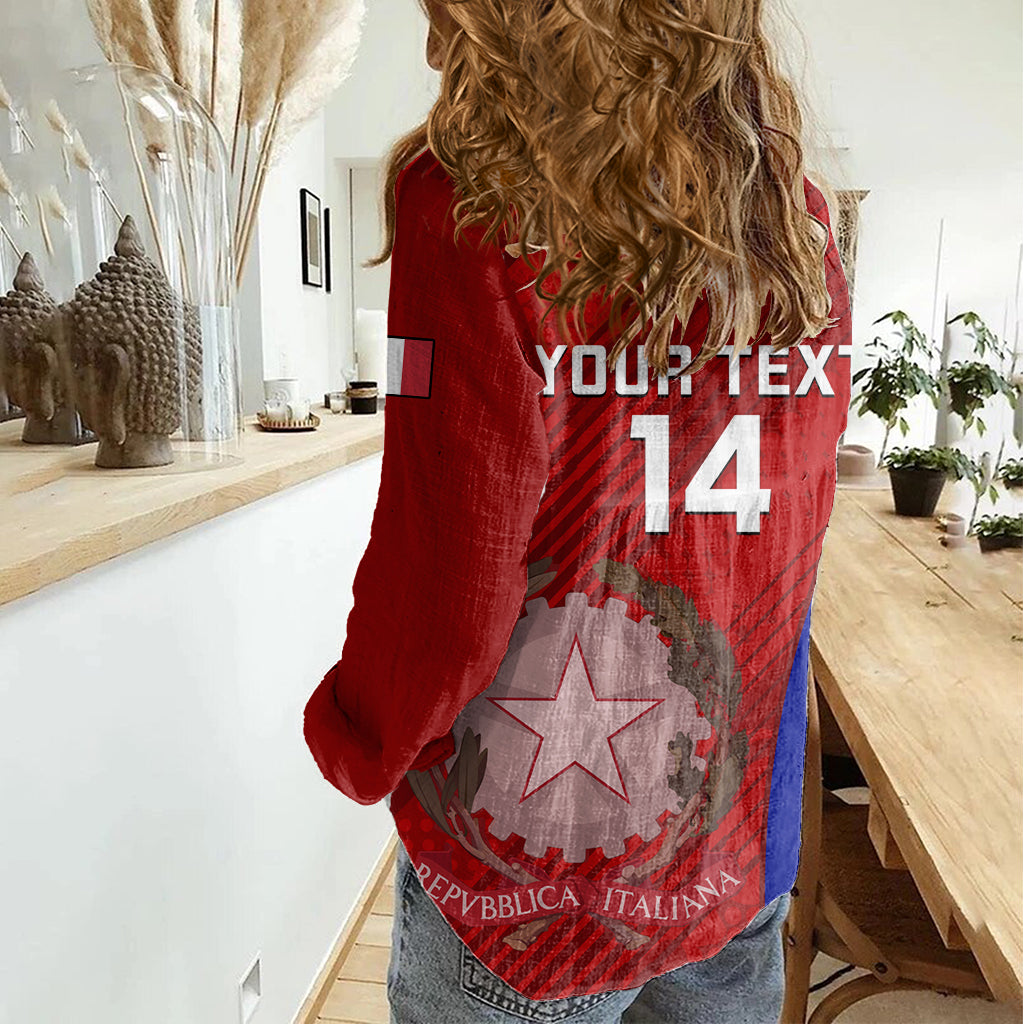 Custom Italy Rugby Women Casual Shirt 2023 The Blues Grunge Style - Wonder Print Shop