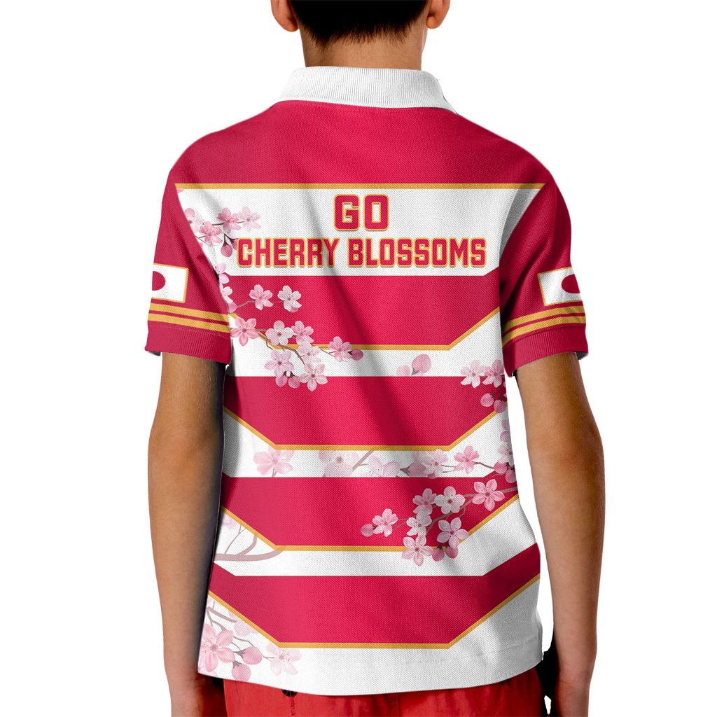 Japan Rugby Kid Polo Shirt 2023 Go Cherry Blossoms World Cup - Wonder Print Shop