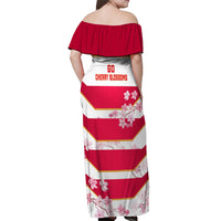 Japan Rugby Off Shoulder Maxi Dress 2023 Go Cherry Blossoms World Cup - Wonder Print Shop