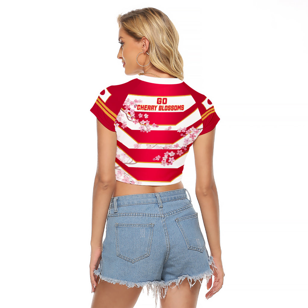Japan Rugby Raglan Cropped T Shirt 2023 Go Cherry Blossoms World Cup - Wonder Print Shop