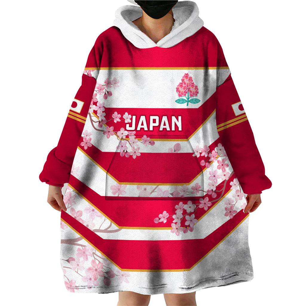 Japan Rugby Wearable Blanket Hoodie 2023 Go Cherry Blossoms World Cup - Wonder Print Shop