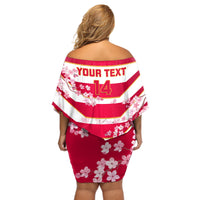 Custom Japan Rugby Off Shoulder Short Dress 2023 Go Cherry Blossoms World Cup - Wonder Print Shop