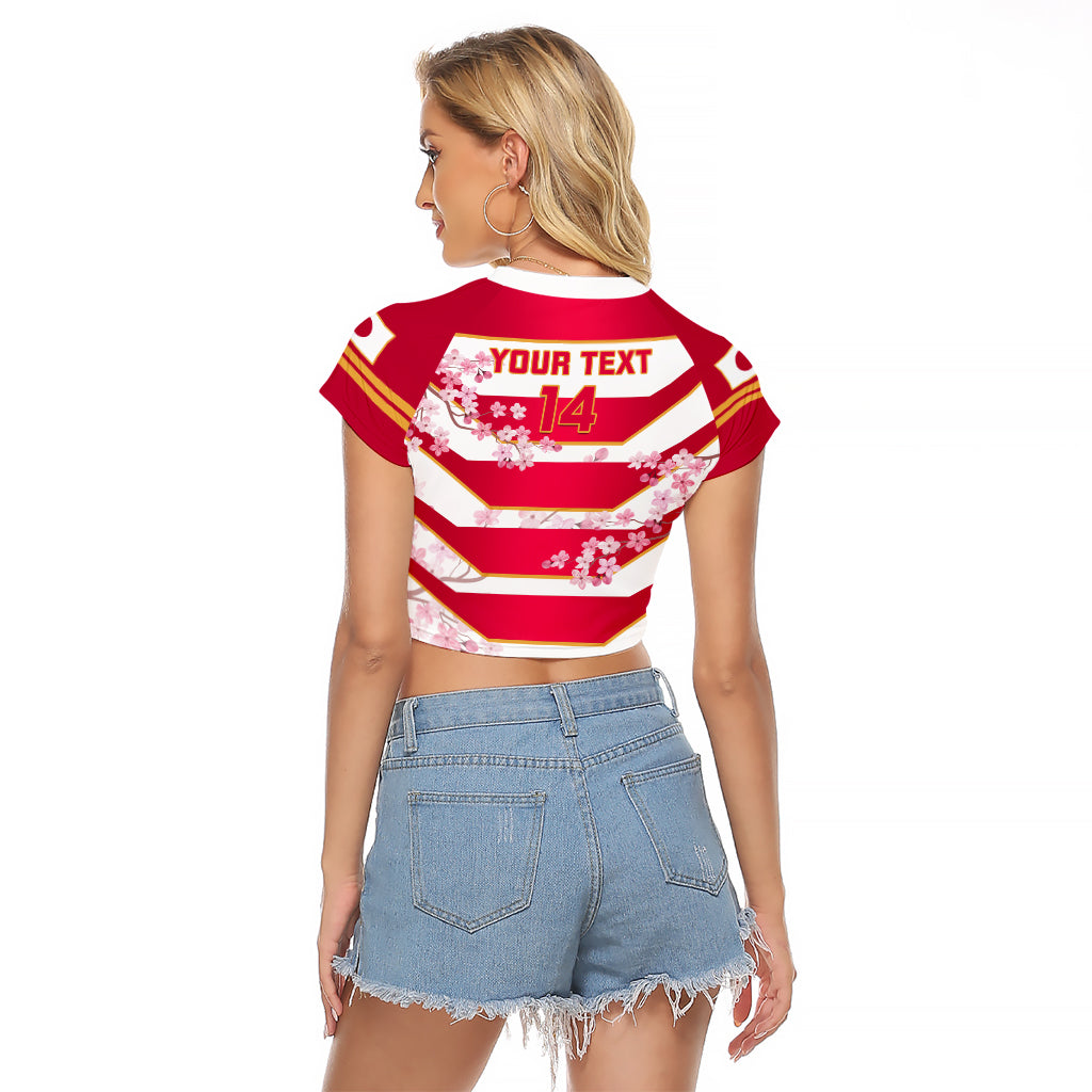 Custom Japan Rugby Raglan Cropped T Shirt 2023 Go Cherry Blossoms World Cup - Wonder Print Shop