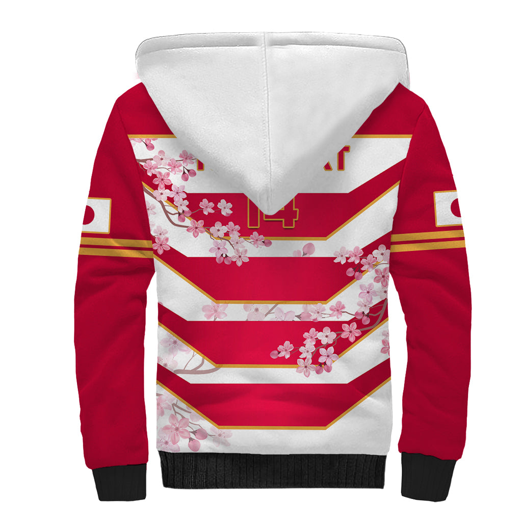 Custom Japan Rugby Sherpa Hoodie 2023 Go Cherry Blossoms World Cup - Wonder Print Shop
