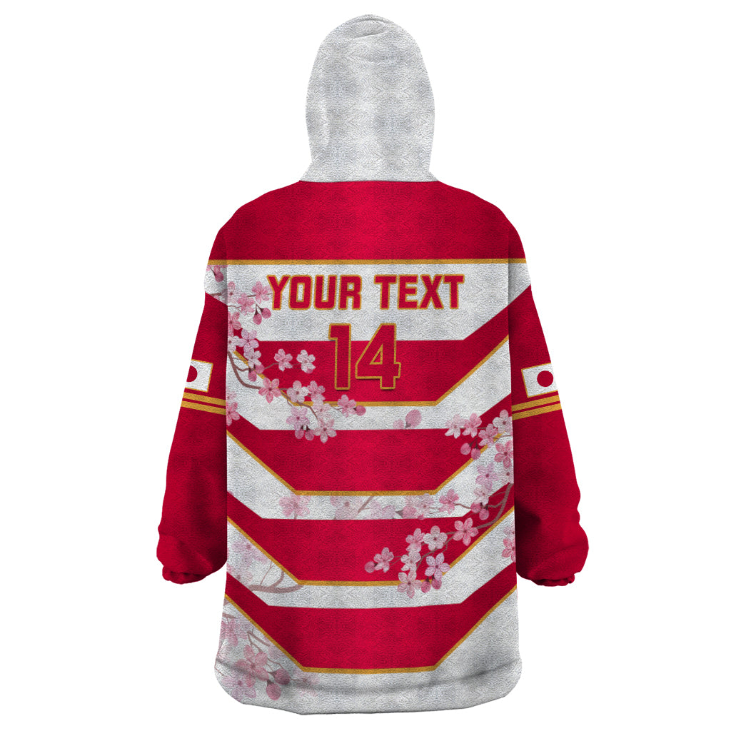 Custom Japan Rugby Wearable Blanket Hoodie 2023 Go Cherry Blossoms World Cup - Wonder Print Shop