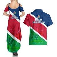 Namibia Rugby Couples Matching Summer Maxi Dress and Hawaiian Shirt 2023 Welwitschias Flag Style - Wonder Print Shop