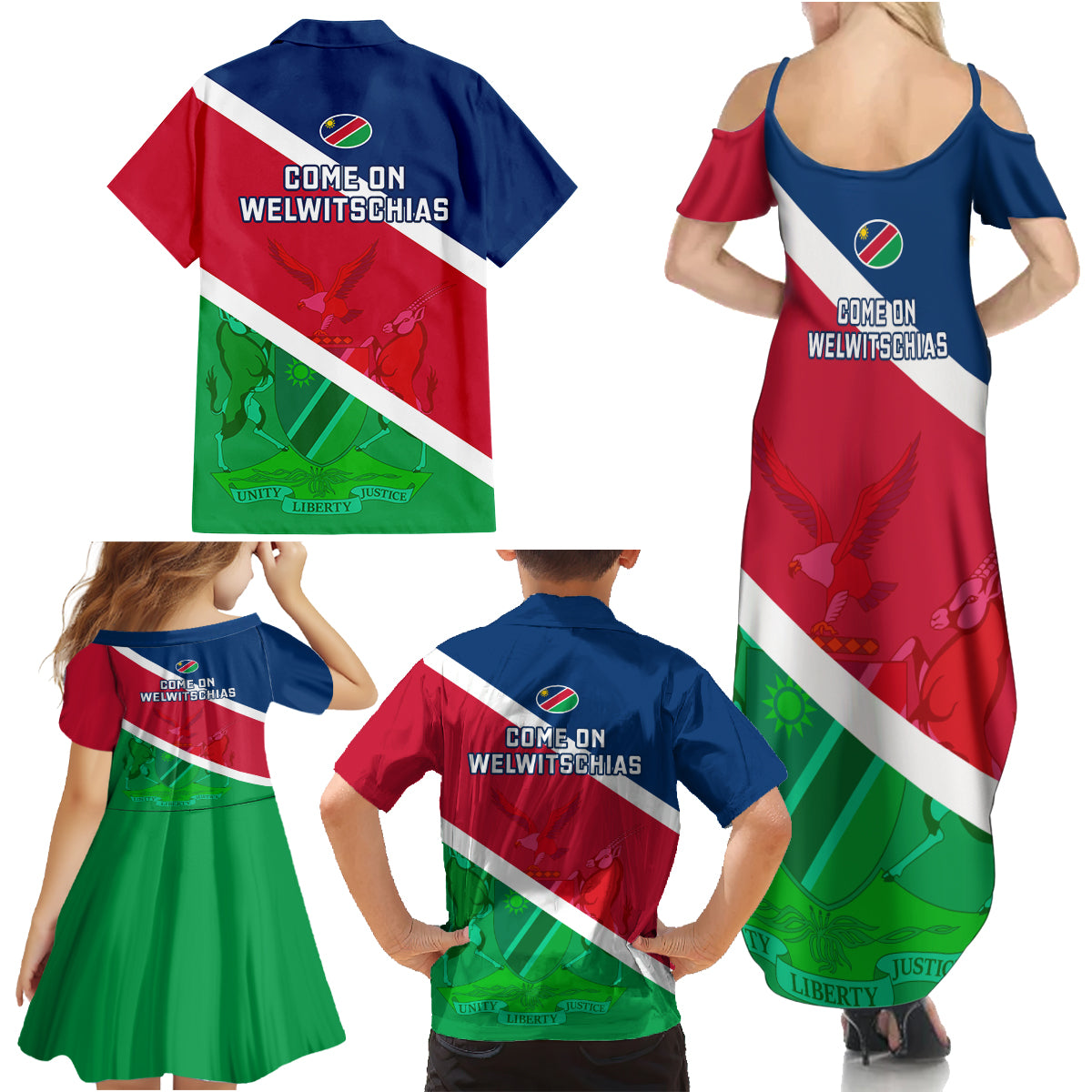 Namibia Rugby Family Matching Summer Maxi Dress and Hawaiian Shirt 2023 Welwitschias Flag Style - Wonder Print Shop