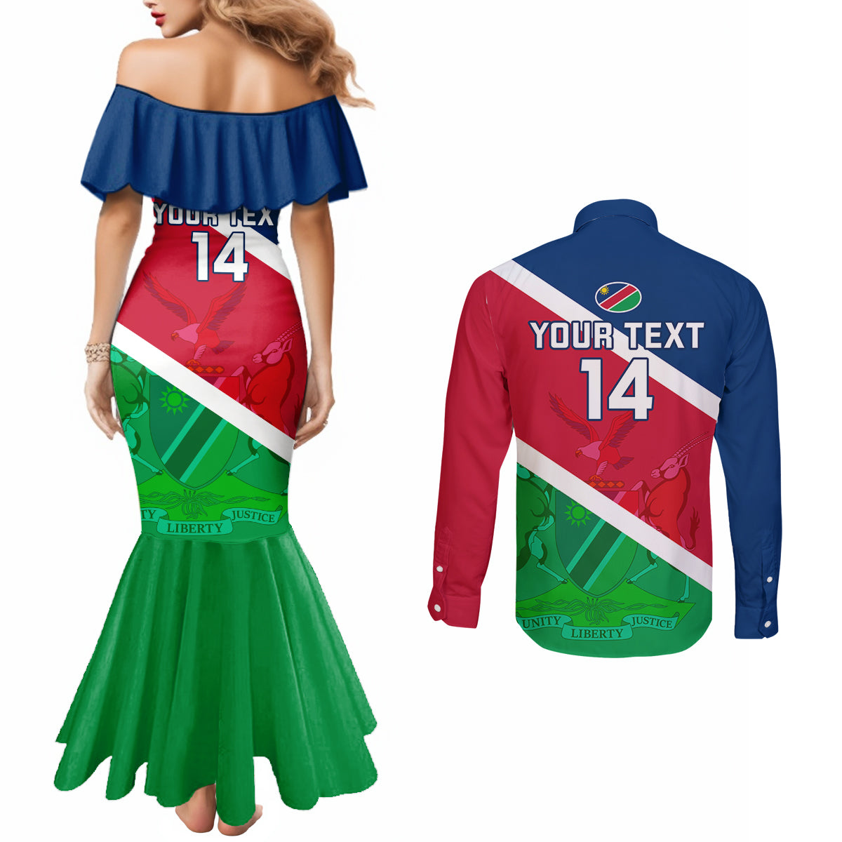 custom-namibia-rugby-couples-matching-mermaid-dress-and-long-sleeve-button-shirts-2023-welwitschias-flag-style