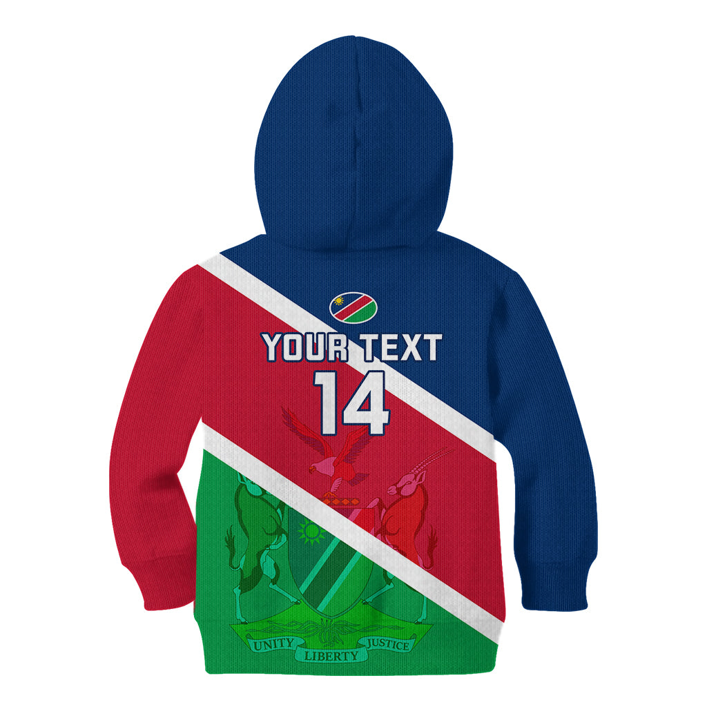 Custom Namibia Rugby Kid Hoodie 2023 Welwitschias Flag Style - Wonder Print Shop