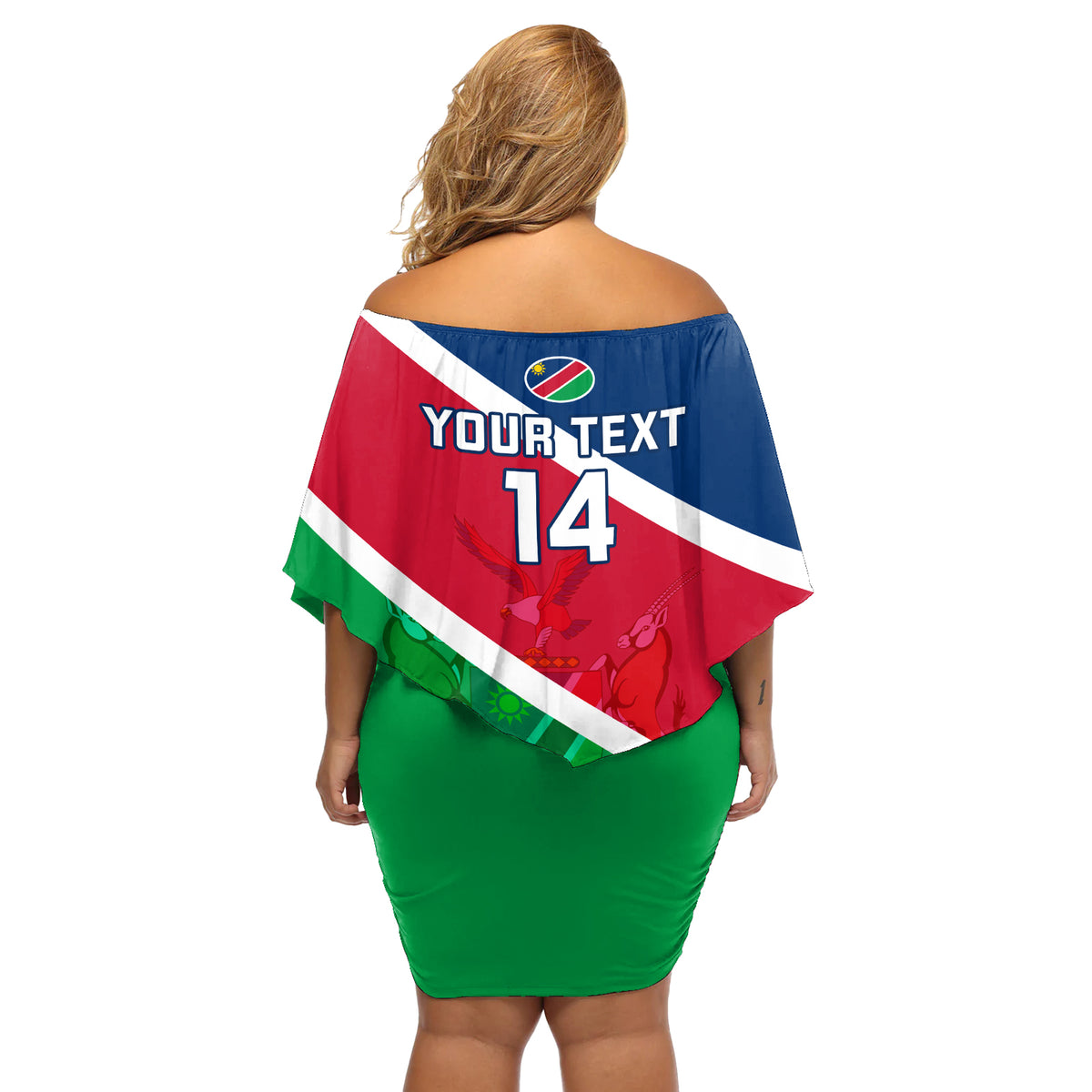 Custom Namibia Rugby Off Shoulder Short Dress 2023 Welwitschias Flag Style - Wonder Print Shop