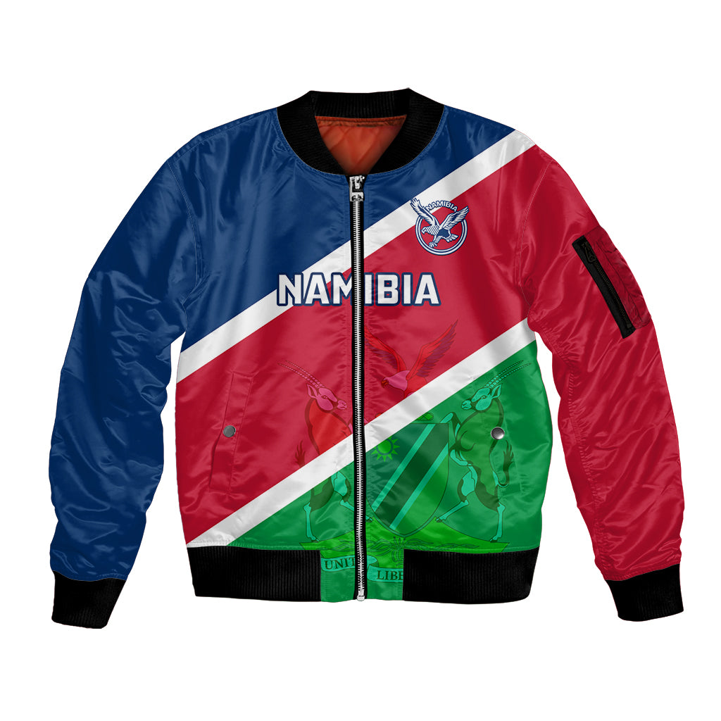 Custom Namibia Rugby Sleeve Zip Bomber Jacket 2023 Welwitschias Flag Style - Wonder Print Shop