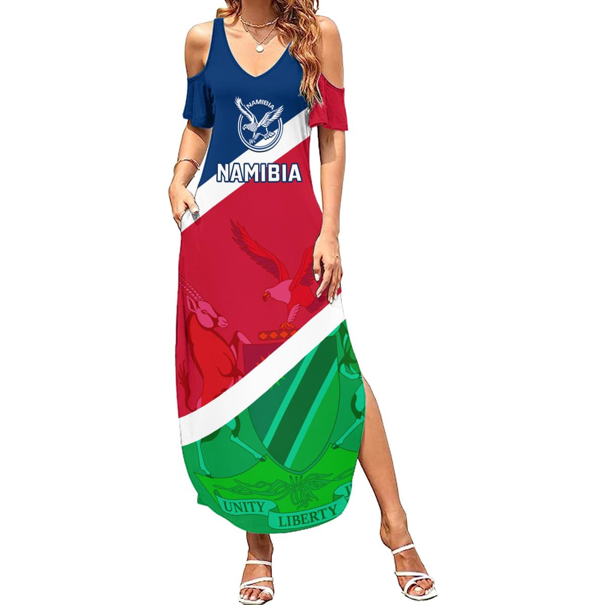 Custom Namibia Rugby Summer Maxi Dress 2023 Welwitschias Flag Style - Wonder Print Shop