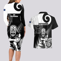 New Zealand Silver Fern Rugby Couples Matching Long Sleeve Bodycon Dress and Hawaiian Shirt Go Champions NZ All Black Maori Koru - Wonder Print Shop