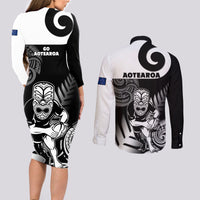 New Zealand Silver Fern Rugby Couples Matching Long Sleeve Bodycon Dress and Long Sleeve Button Shirts Go Champions NZ All Black Maori Koru - Wonder Print Shop