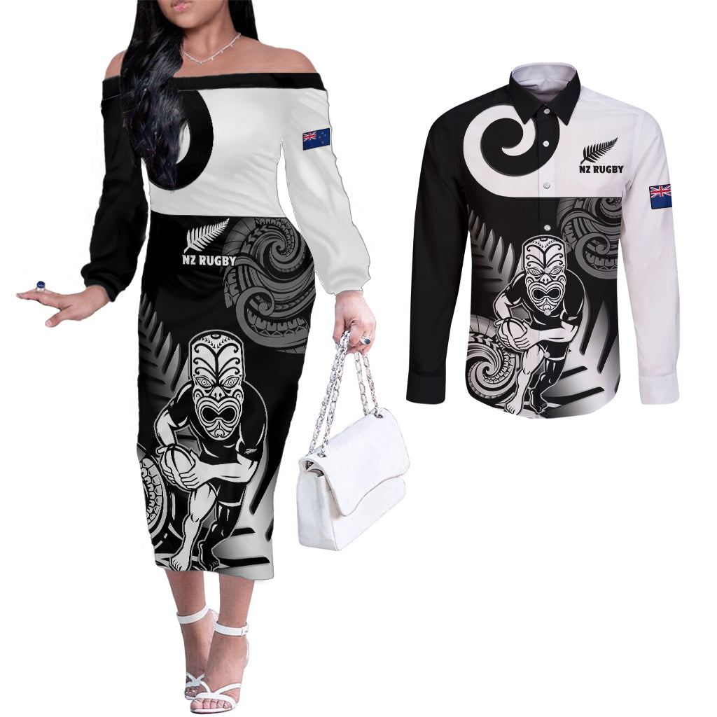 new-zealand-silver-fern-rugby-couples-matching-off-the-shoulder-long-sleeve-dress-and-long-sleeve-button-shirts-go-champions-nz-all-black-maori-koru