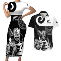 New Zealand Silver Fern Rugby Couples Matching Short Sleeve Bodycon Dress and Hawaiian Shirt Go Champions NZ All Black Maori Koru - Wonder Print Shop