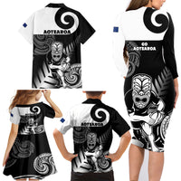 New Zealand Silver Fern Rugby Family Matching Long Sleeve Bodycon Dress and Hawaiian Shirt Go Champions NZ All Black Maori Koru - Wonder Print Shop