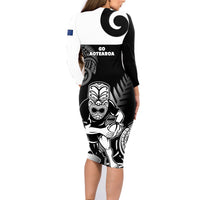 New Zealand Silver Fern Rugby Family Matching Long Sleeve Bodycon Dress and Hawaiian Shirt Go Champions NZ All Black Maori Koru - Wonder Print Shop