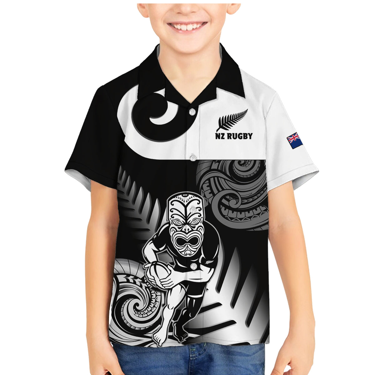 New Zealand Silver Fern Rugby Family Matching Mermaid Dress and Hawaiian Shirt Go Champions NZ All Black Maori Koru - Wonder Print Shop