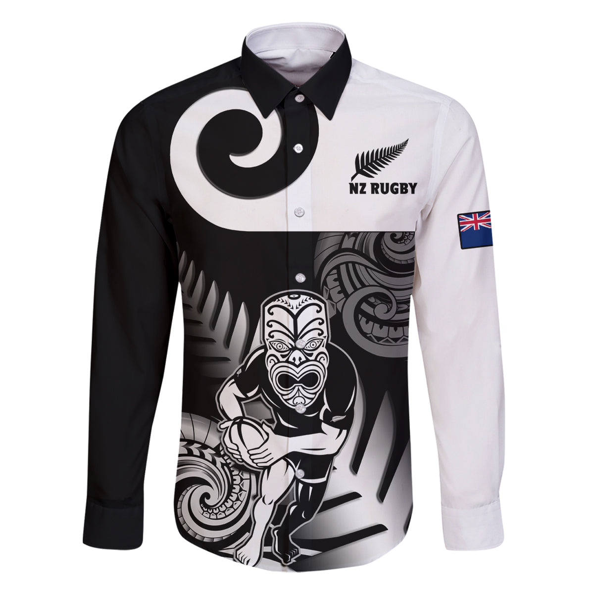 New Zealand Silver Fern Rugby Family Matching Off Shoulder Long Sleeve Dress and Hawaiian Shirt Go Champions NZ All Black Maori Koru - Wonder Print Shop