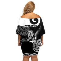 New Zealand Silver Fern Rugby Family Matching Off Shoulder Short Dress and Hawaiian Shirt Go Champions NZ All Black Maori Koru - Wonder Print Shop
