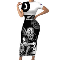 New Zealand Silver Fern Rugby Family Matching Short Sleeve Bodycon Dress and Hawaiian Shirt Go Champions NZ All Black Maori Koru - Wonder Print Shop