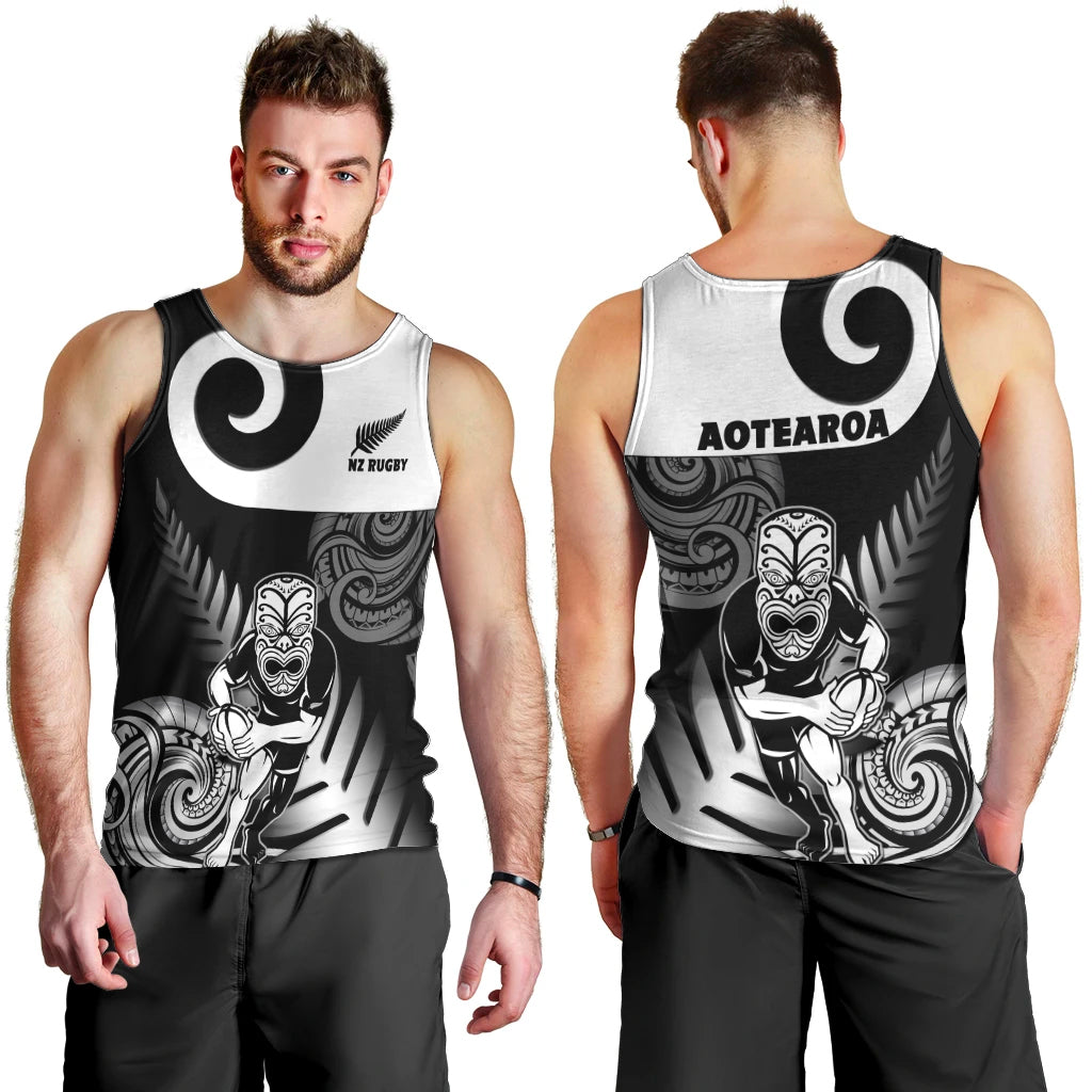 New Zealand Silver Fern Rugby Men Tank Top Go Champions NZ All Black Maori Koru - Wonder Print Shop