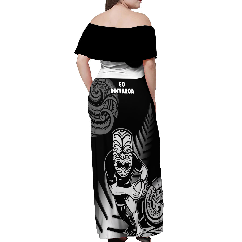New Zealand Silver Fern Rugby Off Shoulder Maxi Dress Go Champions NZ All Black Maori Koru - Wonder Print Shop