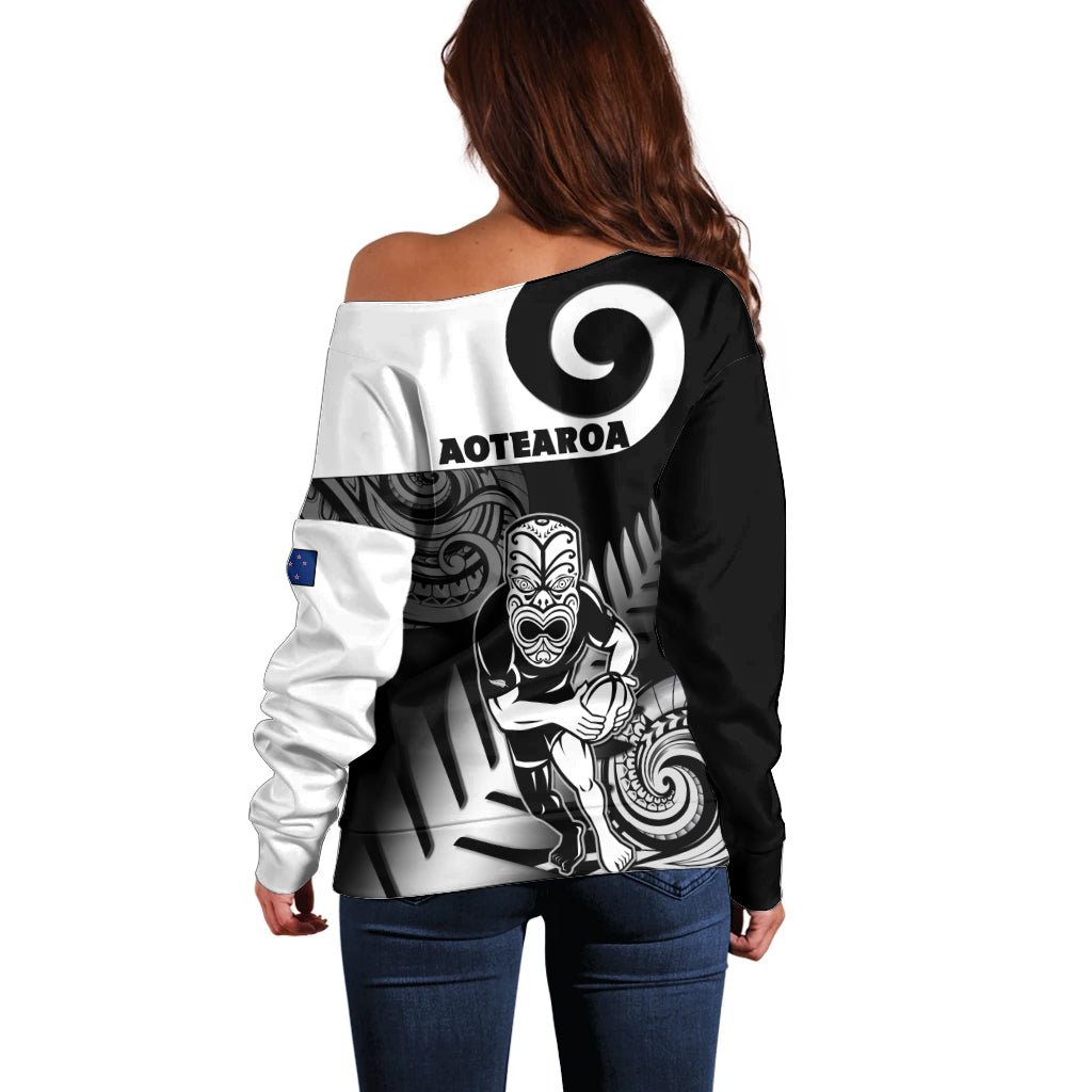New Zealand Silver Fern Rugby Off Shoulder Sweater Go Champions NZ All Black Maori Koru - Wonder Print Shop