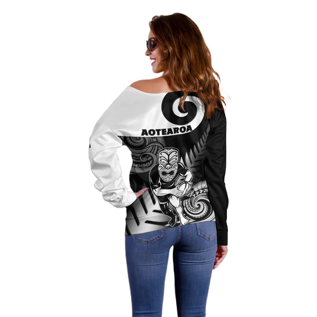 New Zealand Silver Fern Rugby Off Shoulder Sweater Go Champions NZ All Black Maori Koru - Wonder Print Shop