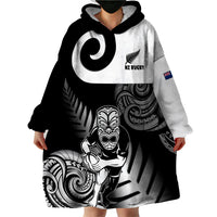 New Zealand Silver Fern Rugby Wearable Blanket Hoodie Go Champions NZ All Black Maori Koru - Wonder Print Shop