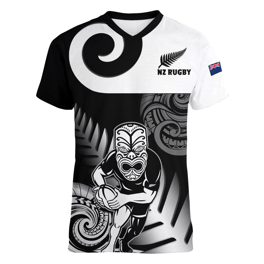New Zealand Silver Fern Rugby Women V Neck T Shirt Go Champions NZ All Black Maori Koru - Wonder Print Shop