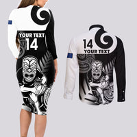 Custom New Zealand Silver Fern Rugby Couples Matching Long Sleeve Bodycon Dress and Long Sleeve Button Shirts Go Champions NZ All Black Maori Koru - Wonder Print Shop