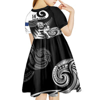 Custom New Zealand Silver Fern Rugby Kid Short Sleeve Dress Go Champions NZ All Black Maori Koru - Wonder Print Shop