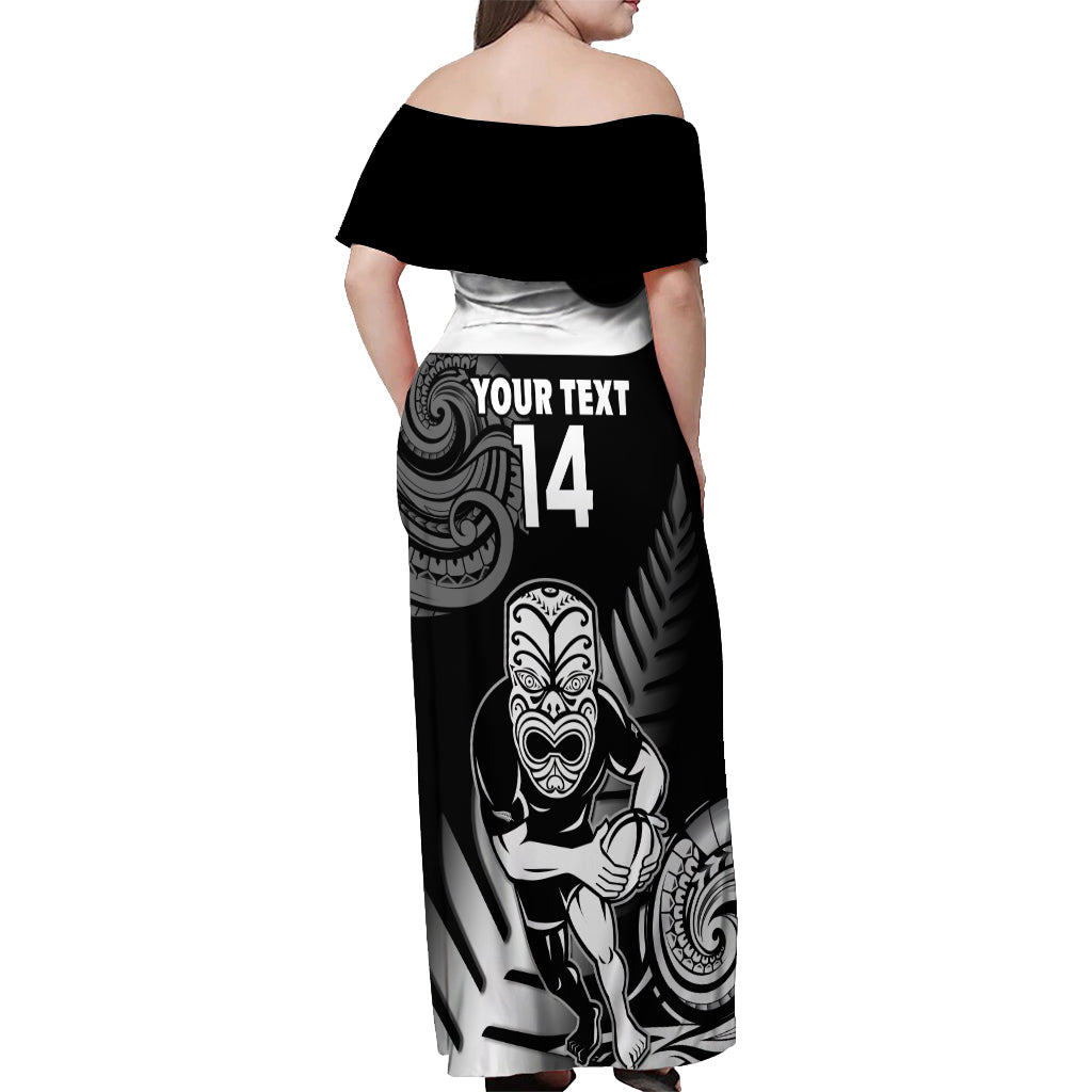 Custom New Zealand Silver Fern Rugby Off Shoulder Maxi Dress Go Champions NZ All Black Maori Koru - Wonder Print Shop