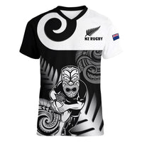 Custom New Zealand Silver Fern Rugby Women V Neck T Shirt Go Champions NZ All Black Maori Koru - Wonder Print Shop