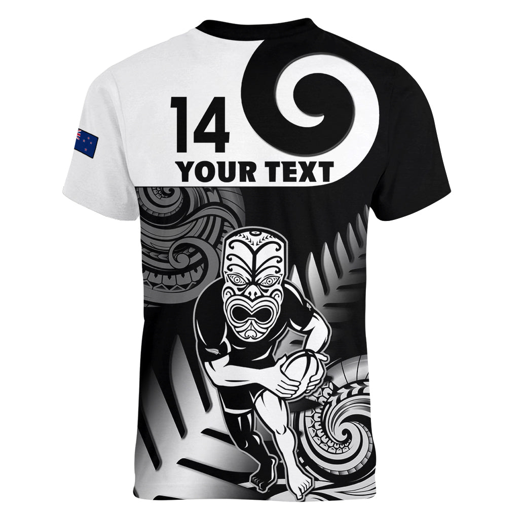 Custom New Zealand Silver Fern Rugby Women V Neck T Shirt Go Champions NZ All Black Maori Koru - Wonder Print Shop