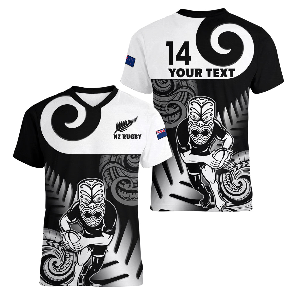 Custom New Zealand Silver Fern Rugby Women V Neck T Shirt Go Champions NZ All Black Maori Koru - Wonder Print Shop