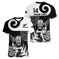 Custom New Zealand Silver Fern Rugby Women V Neck T Shirt Go Champions NZ All Black Maori Koru - Wonder Print Shop