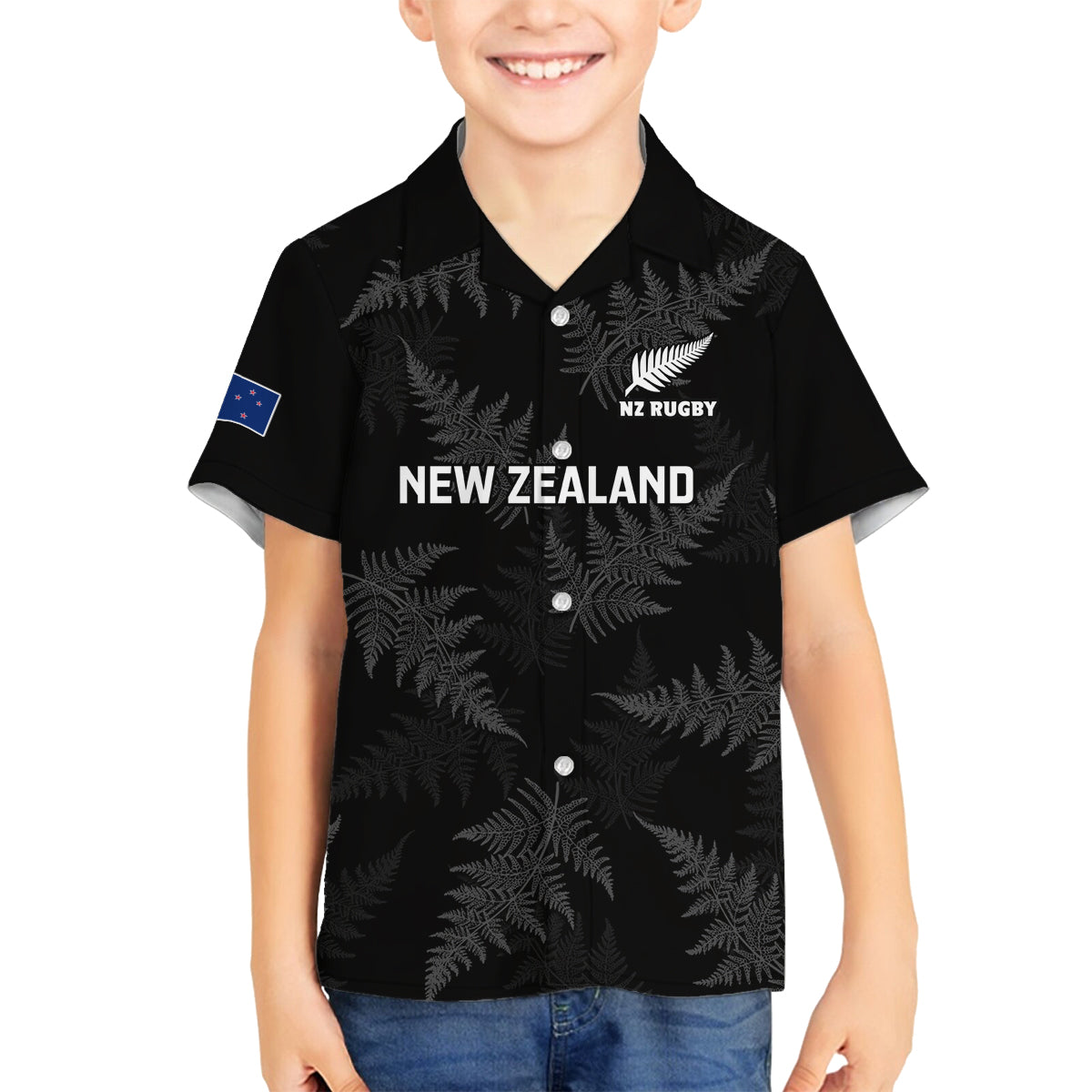 New Zealand Silver Fern Rugby Family Matching Off Shoulder Long Sleeve Dress and Hawaiian Shirt 2023 Go Aotearoa Champions World Cup - Wonder Print Shop