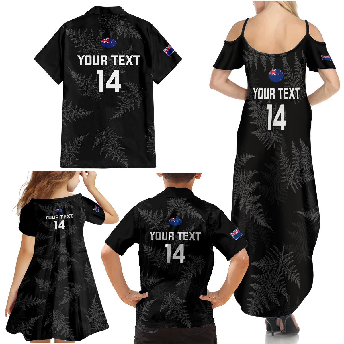 Custom New Zealand Silver Fern Rugby Family Matching Summer Maxi Dress and Hawaiian Shirt 2023 Go Aotearoa Champions World Cup - Wonder Print Shop