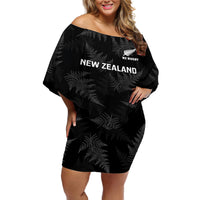 Custom New Zealand Silver Fern Rugby Off Shoulder Short Dress 2023 Go Aotearoa Champions World Cup - Wonder Print Shop